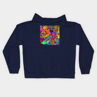 Colorful Fish pond interconnected puzzle design Kids Hoodie